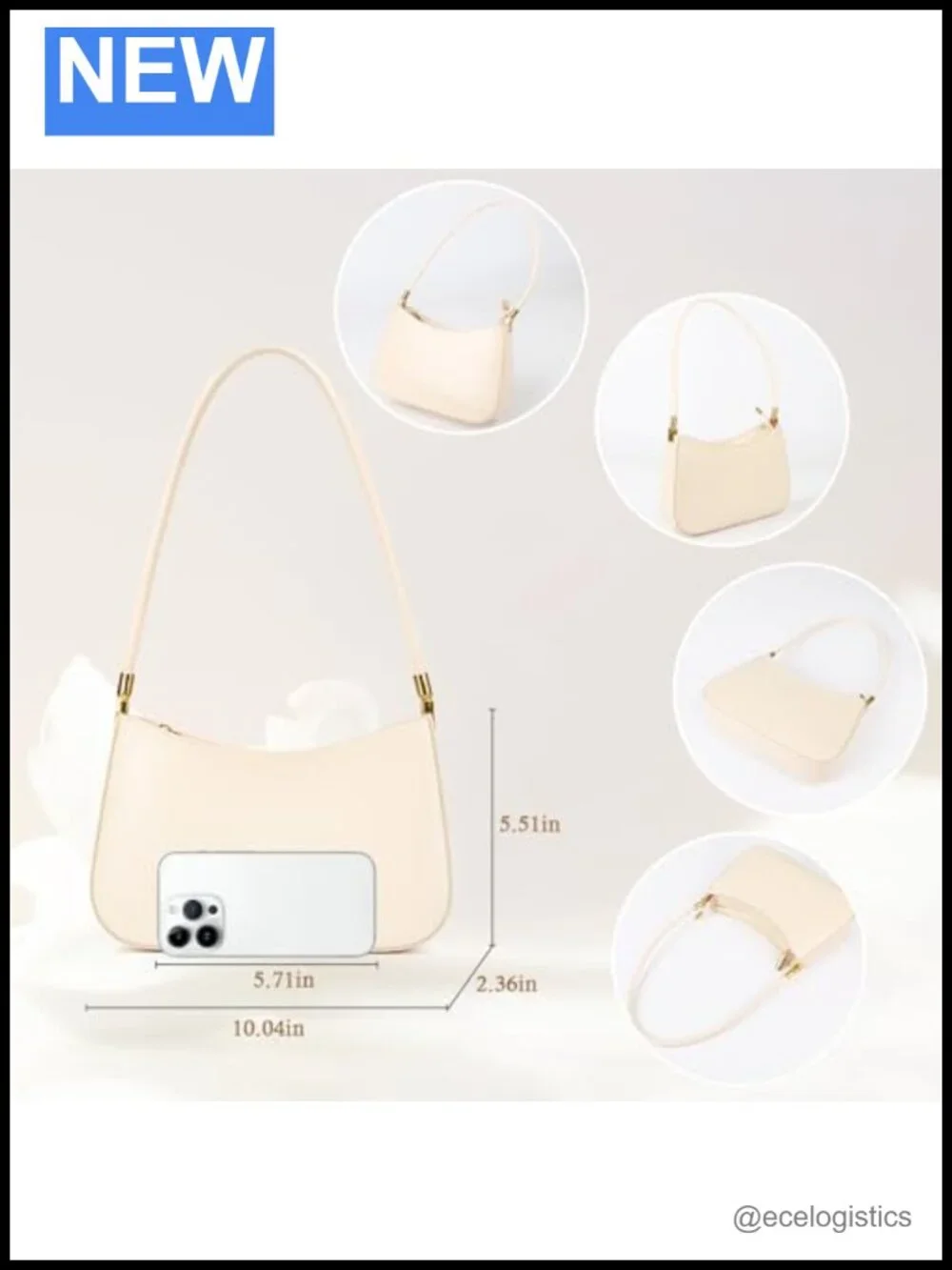 Genuine Leather Shoulder Bag for Women, Spacious Interior, Durable Zipper, Top